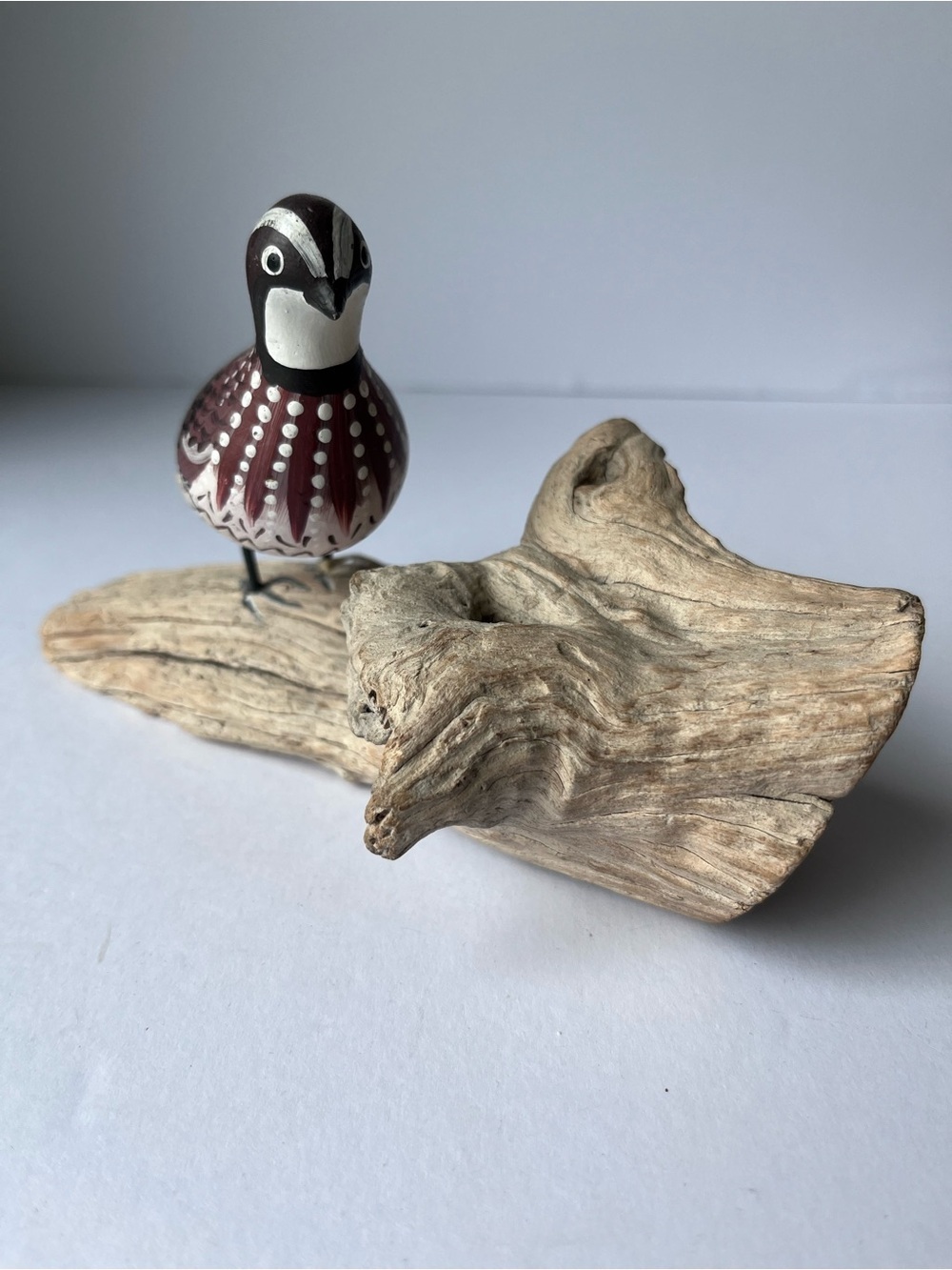 Hand Painted Wood Bird Figurine Hand Carved Wood
